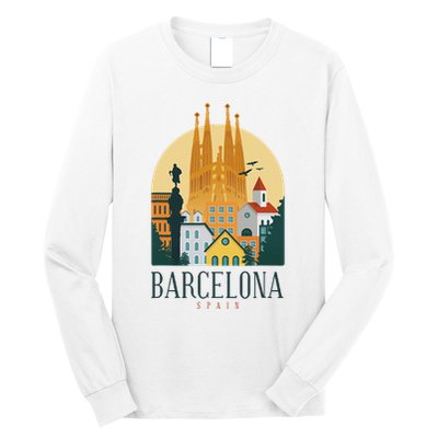 Barcelona Spain Cathedral Spanish City Souvenir Long Sleeve Shirt