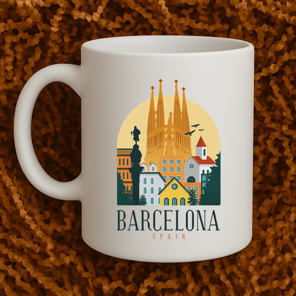 Barcelona Spain Cathedral Spanish City Souvenir Mug