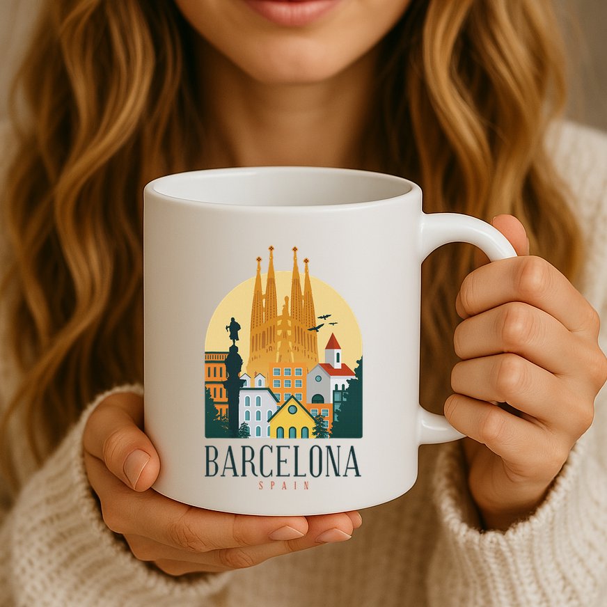 Barcelona Spain Cathedral Spanish City Souvenir Mug