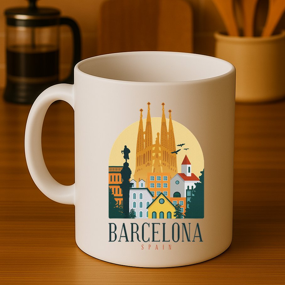 Barcelona Spain Cathedral Spanish City Souvenir Mug