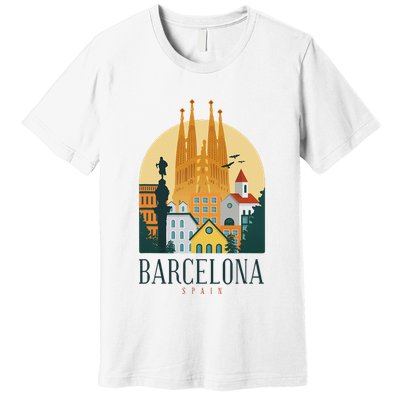 Barcelona Spain Cathedral Spanish City Souvenir Premium T-Shirt