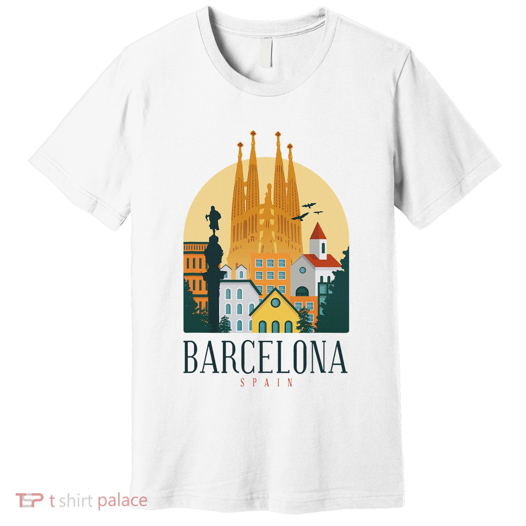 Barcelona Spain Cathedral Spanish City Souvenir Premium T-Shirt