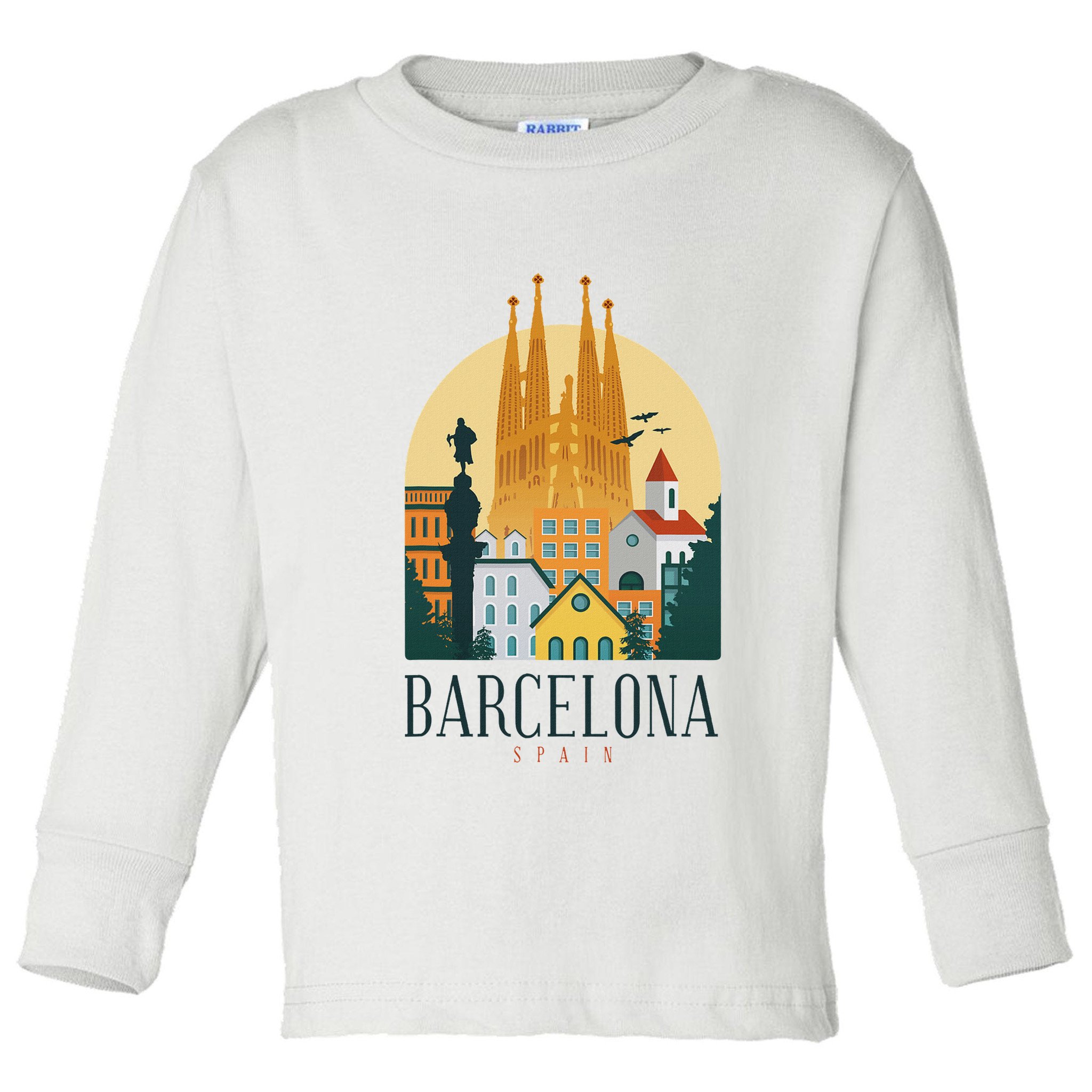 Barcelona Spain Cathedral Spanish City Souvenir Toddler Long Sleeve Shirt