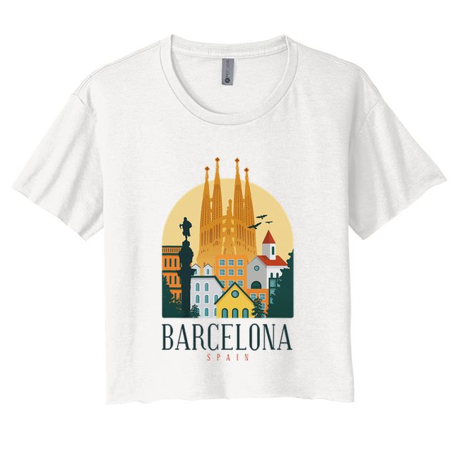 Barcelona Spain Cathedral Spanish City Souvenir Crop Top