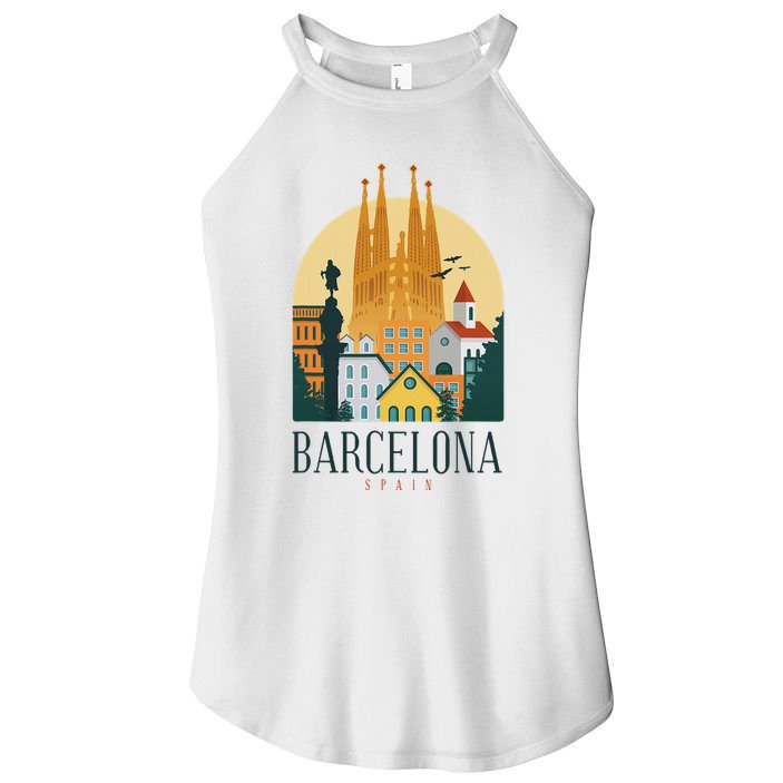 Barcelona Spain Cathedral Spanish City Souvenir Women's Perfect Tri Rocker Tank