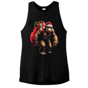 Bigfoot Santa Christmas Tree Lights Funny Xmas Sasquatch Ladies PosiCharge Tri-Blend Wicking Tank