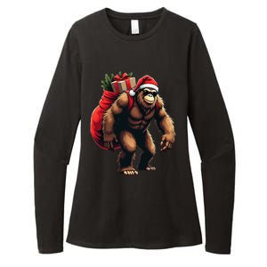 Bigfoot Santa Christmas Tree Lights Funny Xmas Sasquatch Womens CVC Long Sleeve Shirt