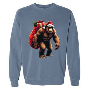 Bigfoot Santa Christmas Tree Lights Funny Xmas Sasquatch Garment-Dyed Sweatshirt