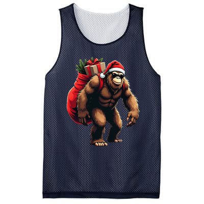 Bigfoot Santa Christmas Tree Lights Funny Xmas Sasquatch Mesh Reversible Basketball Jersey Tank