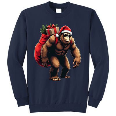 Bigfoot Santa Christmas Tree Lights Funny Xmas Sasquatch Tall Sweatshirt