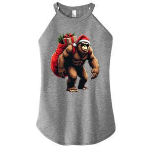 Bigfoot Santa Christmas Tree Lights Funny Xmas Sasquatch Women's Perfect Tri Rocker Tank