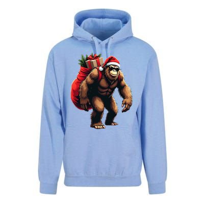 Bigfoot Santa Christmas Tree Lights Funny Xmas Sasquatch Unisex Surf Hoodie