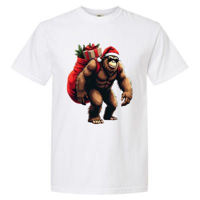 Bigfoot Santa Christmas Tree Lights Funny Xmas Sasquatch Garment-Dyed Heavyweight T-Shirt