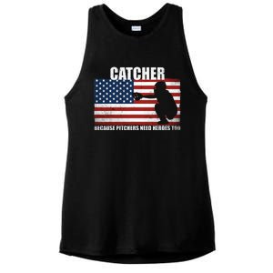 Baseball Softball Catcher because Pitchers need Heros too Ladies PosiCharge Tri-Blend Wicking Tank