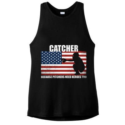 Baseball Softball Catcher because Pitchers need Heros too Ladies PosiCharge Tri-Blend Wicking Tank