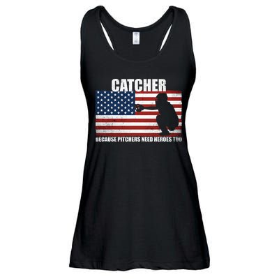Baseball Softball Catcher because Pitchers need Heros too Ladies Essential Flowy Tank