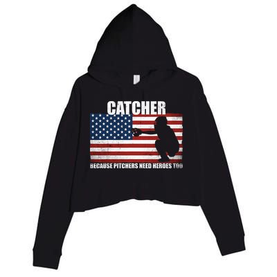 Baseball Softball Catcher because Pitchers need Heros too Crop Fleece Hoodie