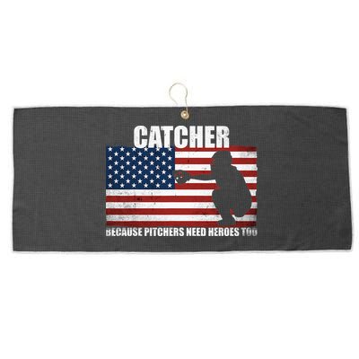 Baseball Softball Catcher because Pitchers need Heros too Large Microfiber Waffle Golf Towel