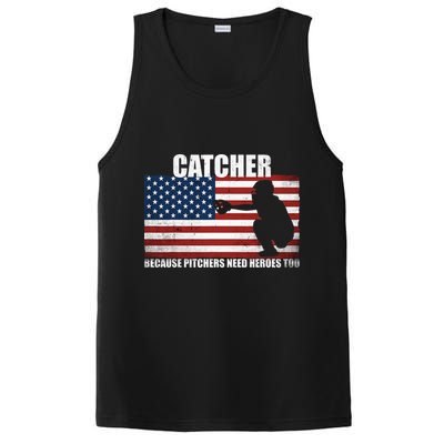 Baseball Softball Catcher because Pitchers need Heros too PosiCharge Competitor Tank