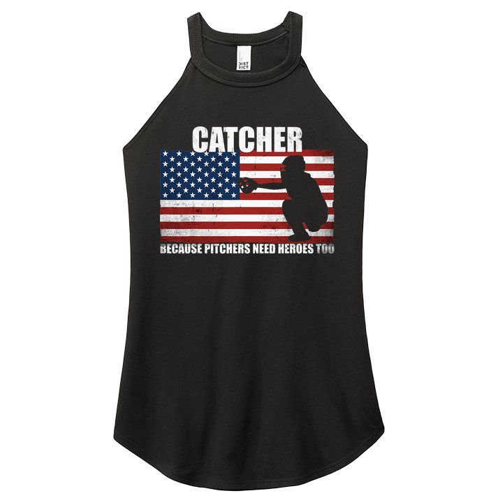Baseball Softball Catcher because Pitchers need Heros too Women's Perfect Tri Rocker Tank