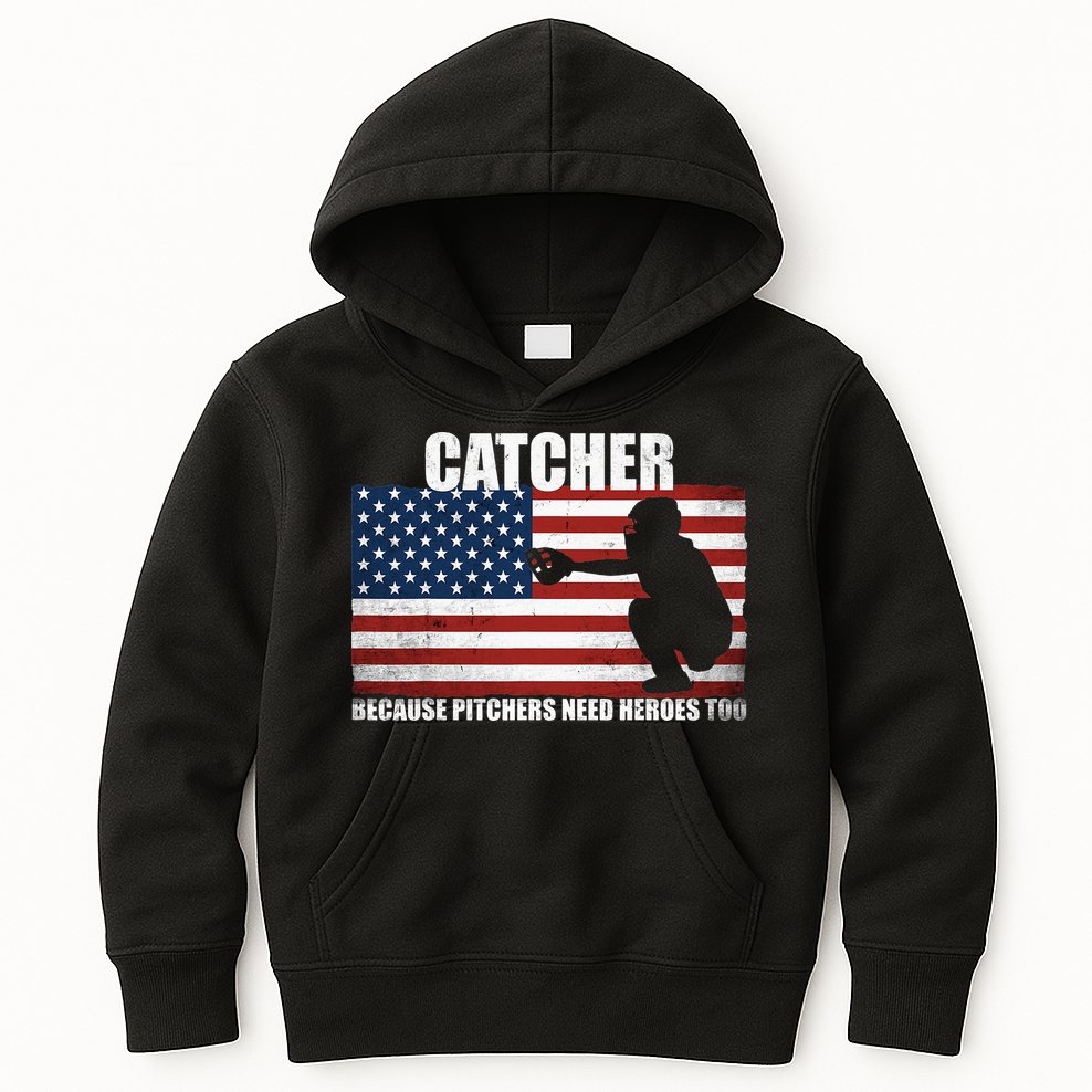 Baseball Softball Catcher because Pitchers need Heros too Kids Hoodie