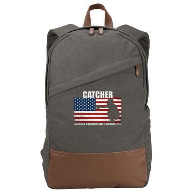 Baseball Softball Catcher because Pitchers need Heros too Cotton Canvas Backpack