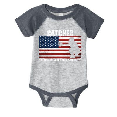 Baseball Softball Catcher because Pitchers need Heros too Infant Baby Jersey Bodysuit