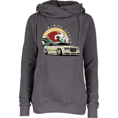 Bippu Style Car Japanese Car Culture Womens Funnel Neck Pullover Hood