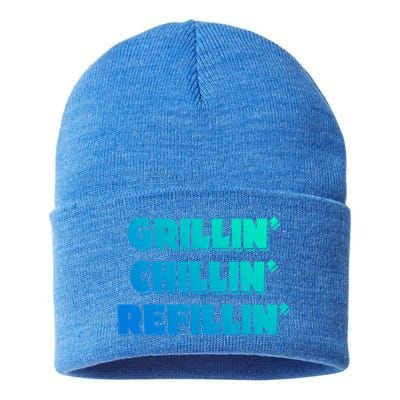 Bbq Smoker Chillin Grillin Refillin Grill Things Barbecue Cute Gift Sustainable Knit Beanie