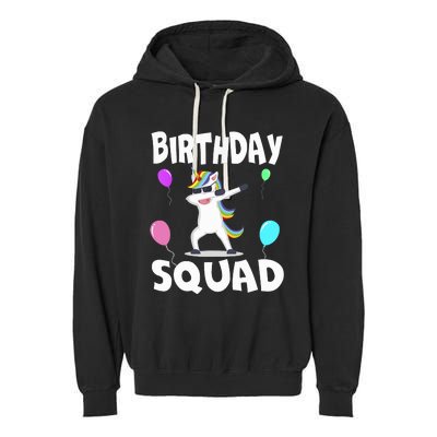 Birthday Squad Cute Unicorn Bday Team Garment-Dyed Fleece Hoodie