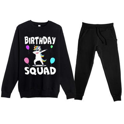 Birthday Squad Cute Unicorn Bday Team Premium Crewneck Sweatsuit Set