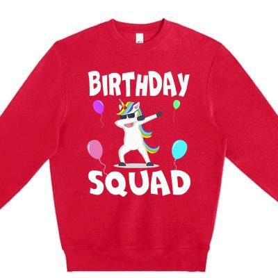 Birthday Squad Cute Unicorn Bday Team Premium Crewneck Sweatshirt