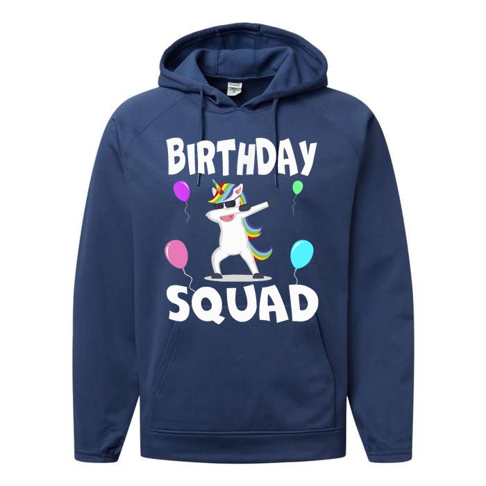 Birthday Squad Cute Unicorn Bday Team Performance Fleece Hoodie