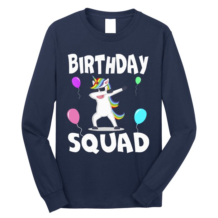 Birthday Squad Cute Unicorn Bday Team Long Sleeve Shirt