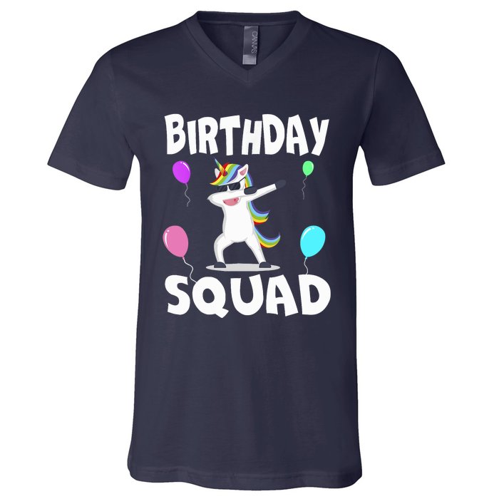 Birthday Squad Cute Unicorn Bday Team V-Neck T-Shirt