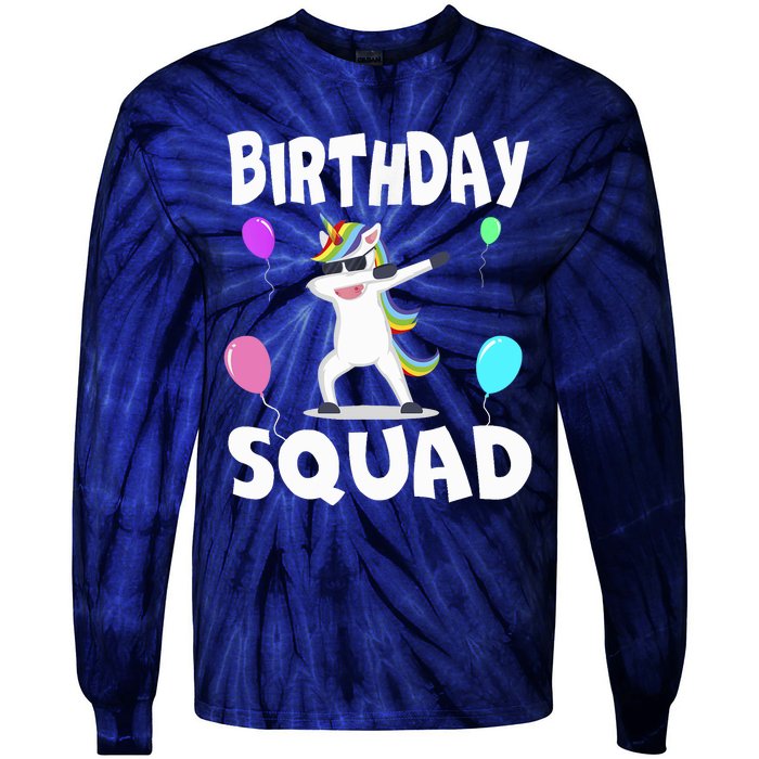 Birthday Squad Cute Unicorn Bday Team Tie-Dye Long Sleeve Shirt