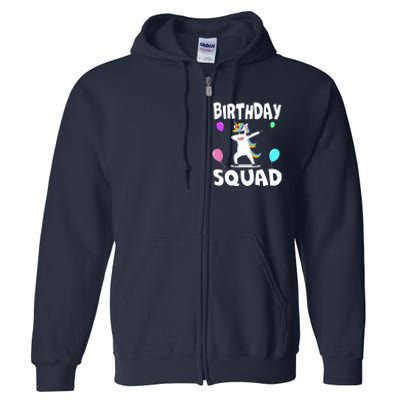 Birthday Squad Cute Unicorn Bday Team Full Zip Hoodie