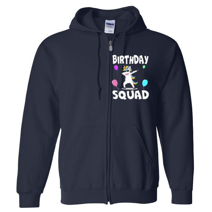 Birthday Squad Cute Unicorn Bday Team Full Zip Hoodie