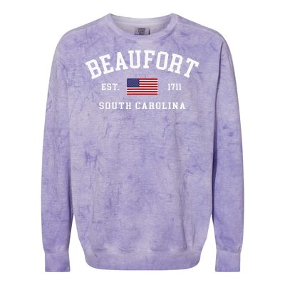 Beaufort South Carolina Us Flag Colorblast Crewneck Sweatshirt