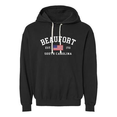 Beaufort South Carolina Us Flag Garment-Dyed Fleece Hoodie