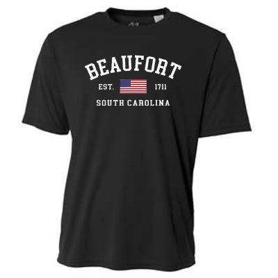 Beaufort South Carolina Us Flag Cooling Performance Crew T-Shirt