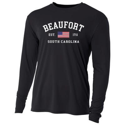 Beaufort South Carolina Us Flag Cooling Performance Long Sleeve Crew