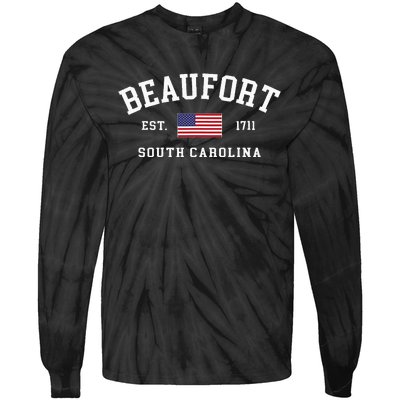 Beaufort South Carolina Us Flag Tie-Dye Long Sleeve Shirt