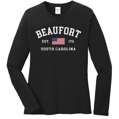 Beaufort South Carolina Us Flag Ladies Long Sleeve Shirt