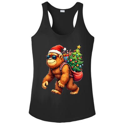 Bigfoot Santa Christmas Tree Lights Funny Xmas Sasquatch Ladies PosiCharge Competitor Racerback Tank