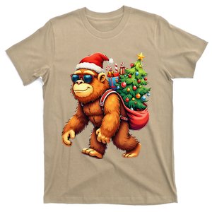 Bigfoot Santa Christmas Tree Lights Funny Xmas Sasquatch T-Shirt