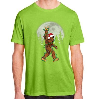 Bigfoot Santa Christmas Tree Lights Funny Xmas Sasquatch Adult ChromaSoft Performance T-Shirt