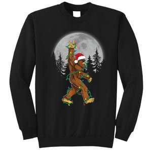 Bigfoot Santa Christmas Tree Lights Funny Xmas Sasquatch Sweatshirt