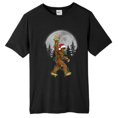 Bigfoot Santa Christmas Tree Lights Funny Xmas Sasquatch Tall Fusion ChromaSoft Performance T-Shirt