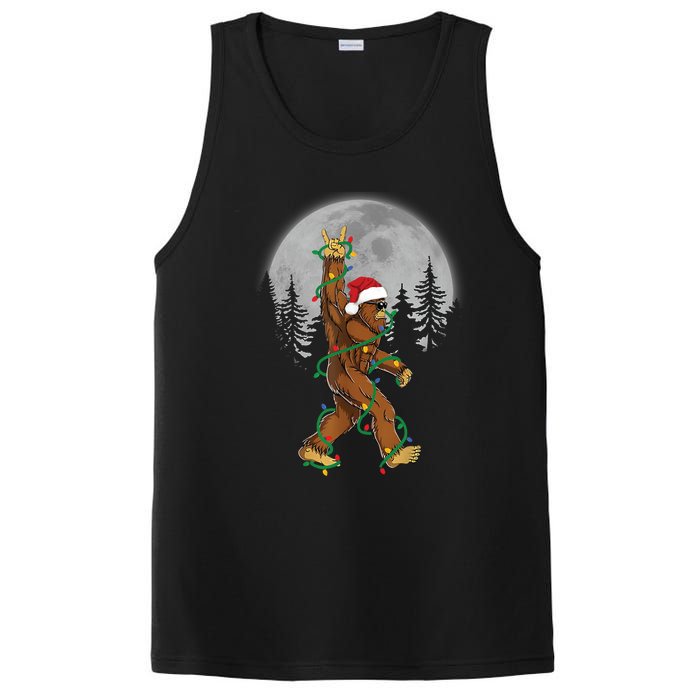 Bigfoot Santa Christmas Tree Lights Funny Xmas Sasquatch PosiCharge Competitor Tank